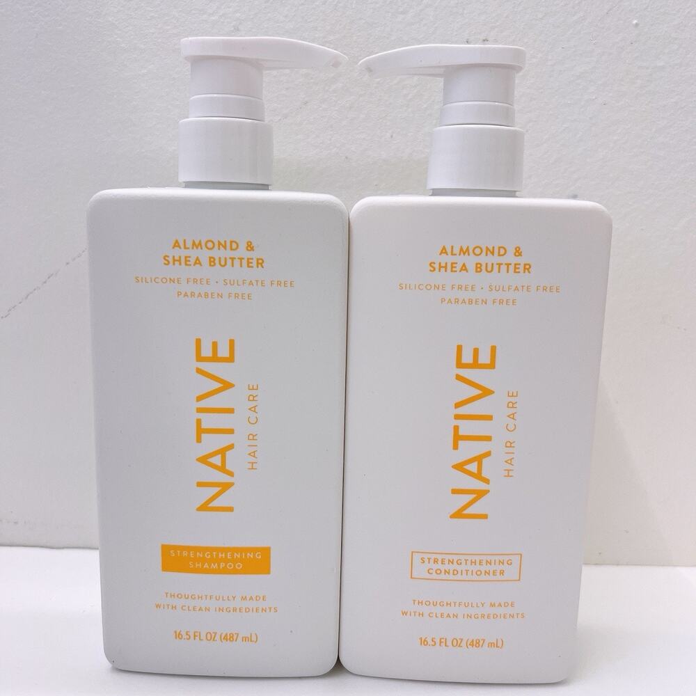 Native Hair Almond + Shea Butter Strengthening Shampoo + Conditioner 16.5 Oz NEW